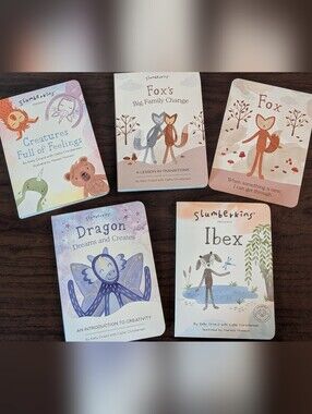 Slumberkins Emotional Intelligence Board Book Bundle Fox Dragon Ibex Creatures